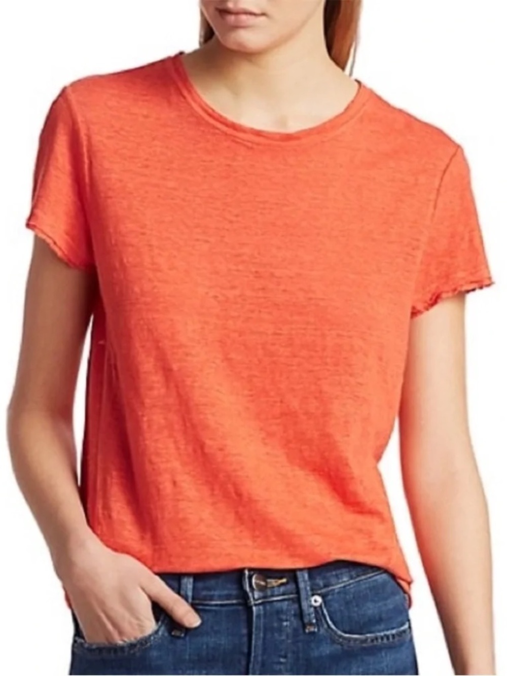 Frame Easy True 100% Organic Linen Top Medium Orange